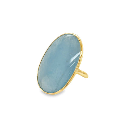 Jai's 18K Yellow Gold Oval Aquamarine Ring