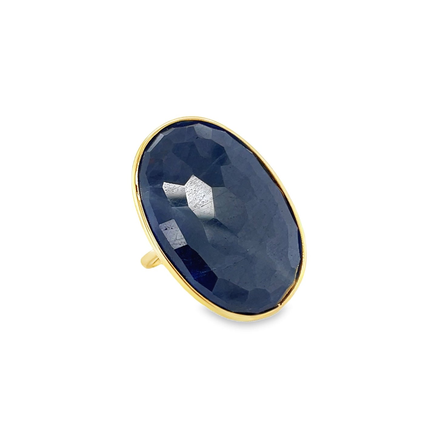 Jai's 18K Yellow Gold Oval Blue Corundum Ring