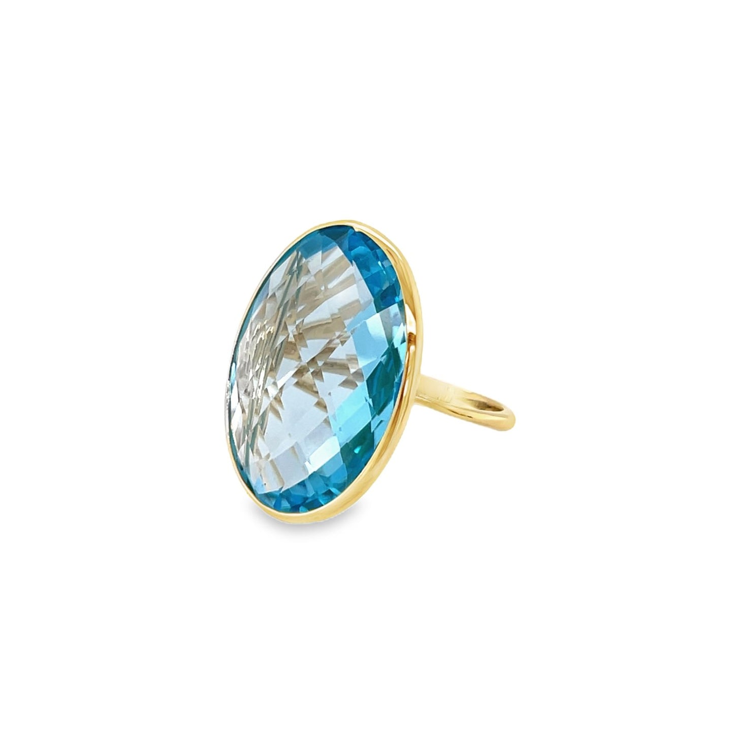 Jai's 18K Yellow Gold Oval Blue Topaz Ring