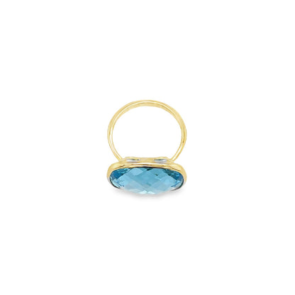 Jai's 18K Yellow Gold Square Blue Topaz Ring
