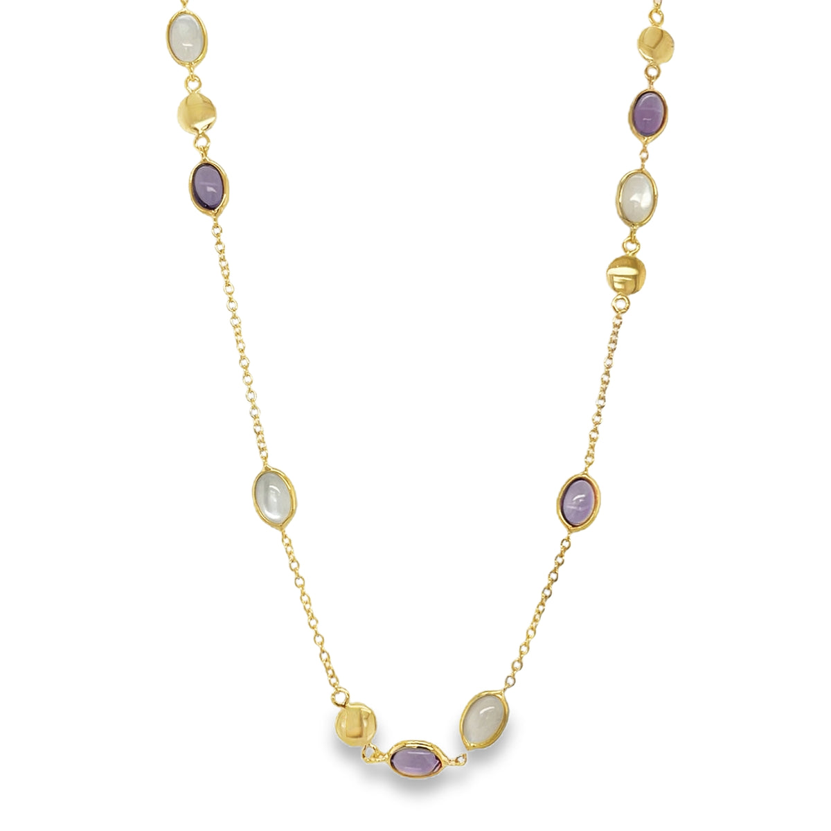 Jai's 18K Yellow Gold Mother-of-Pearl & Amethyst Beaded Necklace