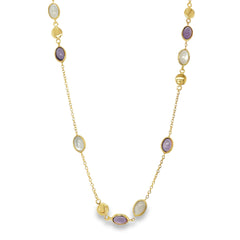 Jai's 18K Yellow Gold Mother-of-Pearl & Amethyst Beaded Necklace