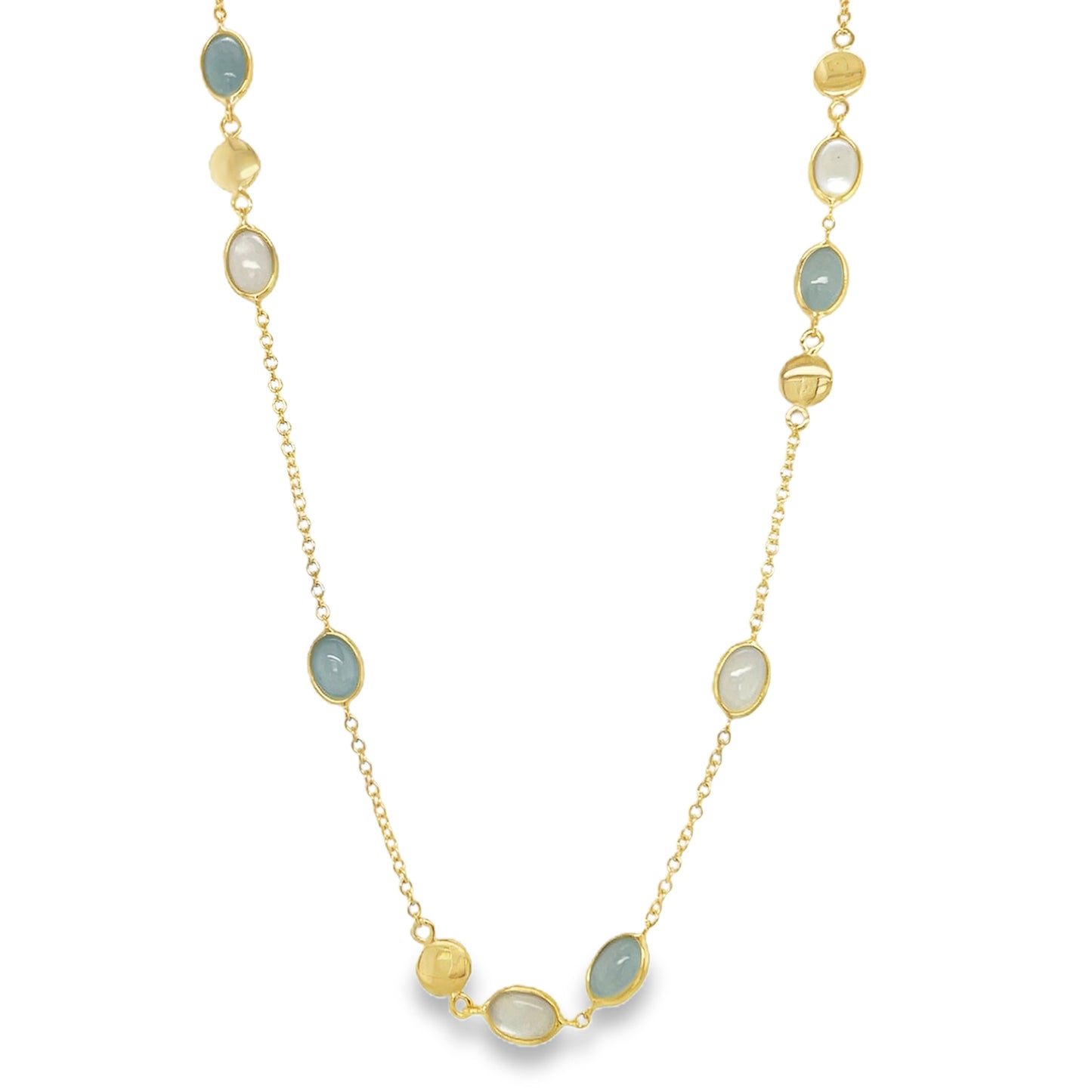 Jai's 18K Yellow Gold Mother-of-Pearl & Aquamarine Necklace