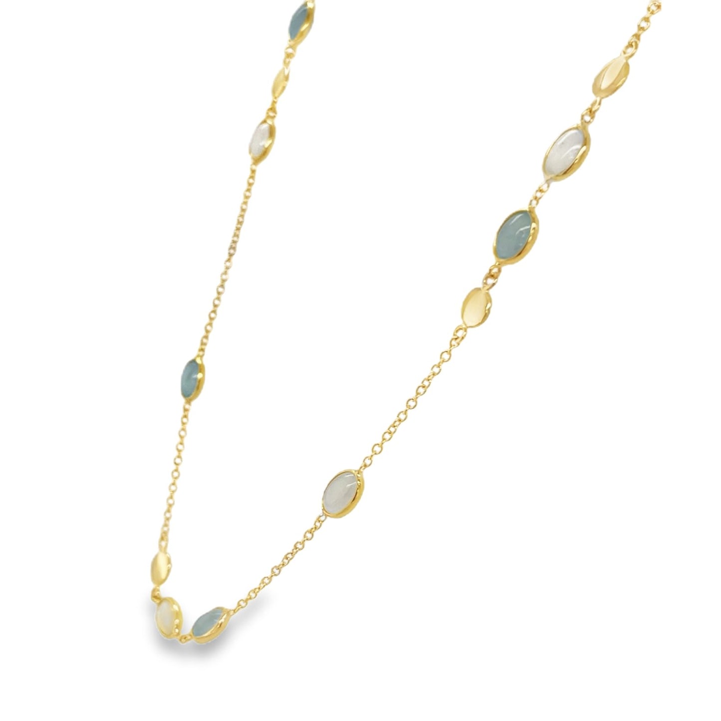 Jai's 18K Yellow Gold Mother-of-Pearl & Aquamarine Necklace
