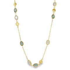 Jai's 18K Yellow Gold Mother-of-Pearl & Blue Topaz Necklace