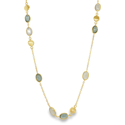 Jai's 18K Yellow Gold Mother-of-Pearl & Blue Topaz Necklace