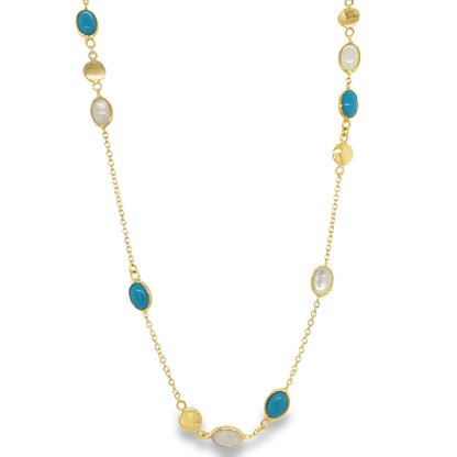 Jai's 18K Yellow Gold Mother-of-Pearl & Turquoise Necklace