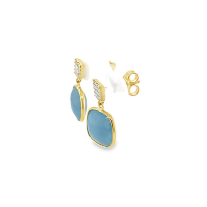 Jai's 18K Yellow Gold Aqumarine & Diamond Drop Earrings