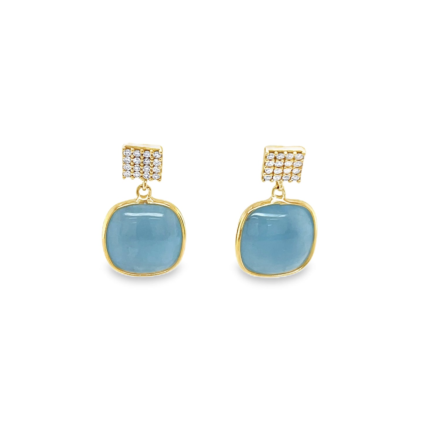 Jai's 18K Yellow Gold Aqumarine & Diamond Drop Earrings