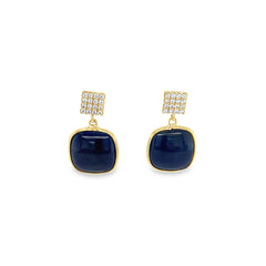 Jai's 18K Yellow Gold Blue Corundum & Diamond Drop Earrings