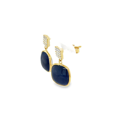 Jai's 18K Yellow Gold Blue Corundum & Diamond Drop Earrings