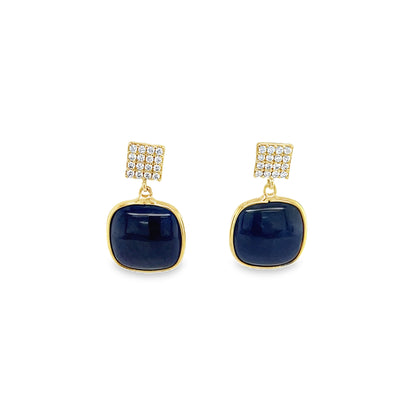 Jai's 18K Yellow Gold Blue Corundum & Diamond Drop Earrings