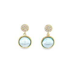 Jai's 18K Yellow Gold Blue Topaz & Diamond Drop Earrings
