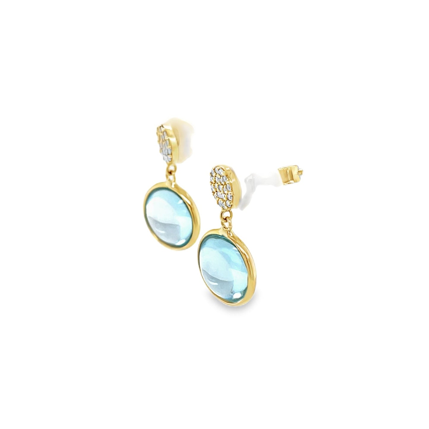Jai's 18K Yellow Gold Blue Topaz & Diamond Drop Earrings