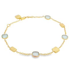 Jai's 18K Yellow Gold Blue Topaz & Satin Square Bead Bracelet
