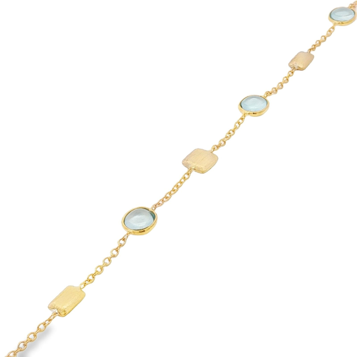 Jai's 18K Yellow Gold Blue Topaz & Satin Square Bead Bracelet