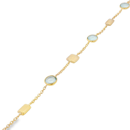 Jai's 18K Yellow Gold Blue Topaz & Satin Square Bead Bracelet