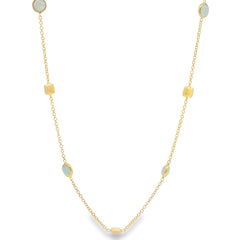 Jai's 18K Yellow Gold Aquamarine & Satin Square Bead Necklace