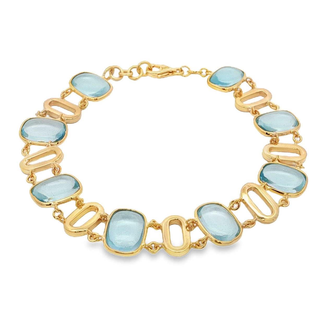Jai's 18K Yellow Gold Blue Topaz & Oval-link Bracelet