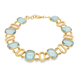 Jai's 18K Yellow Gold Blue Topaz & Oval-link Bracelet
