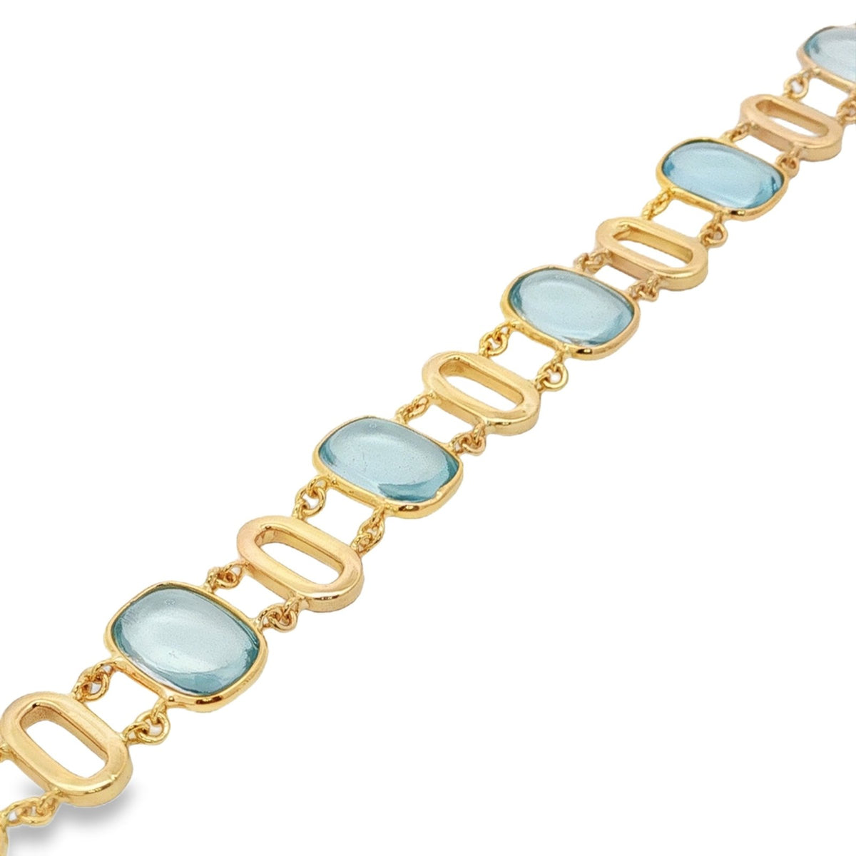Jai's 18K Yellow Gold Blue Topaz & Oval-link Bracelet