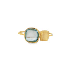 Jai's 18K Yellow Gold Blue Topaz & Satin Square Ring