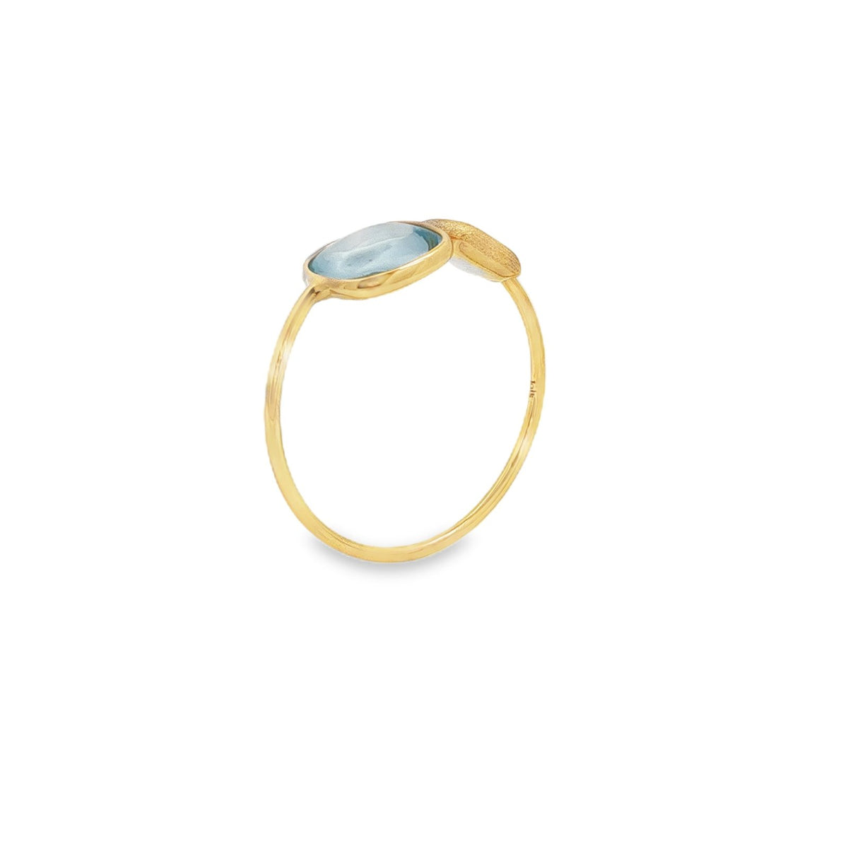 Jai's 18K Yellow Gold Blue Topaz & Satin Square Ring