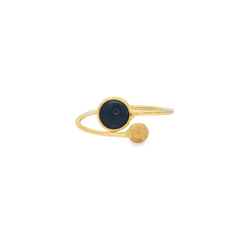 Jai's 18K Yellow Gold Dark Blue Gemstone & Satin Ring
