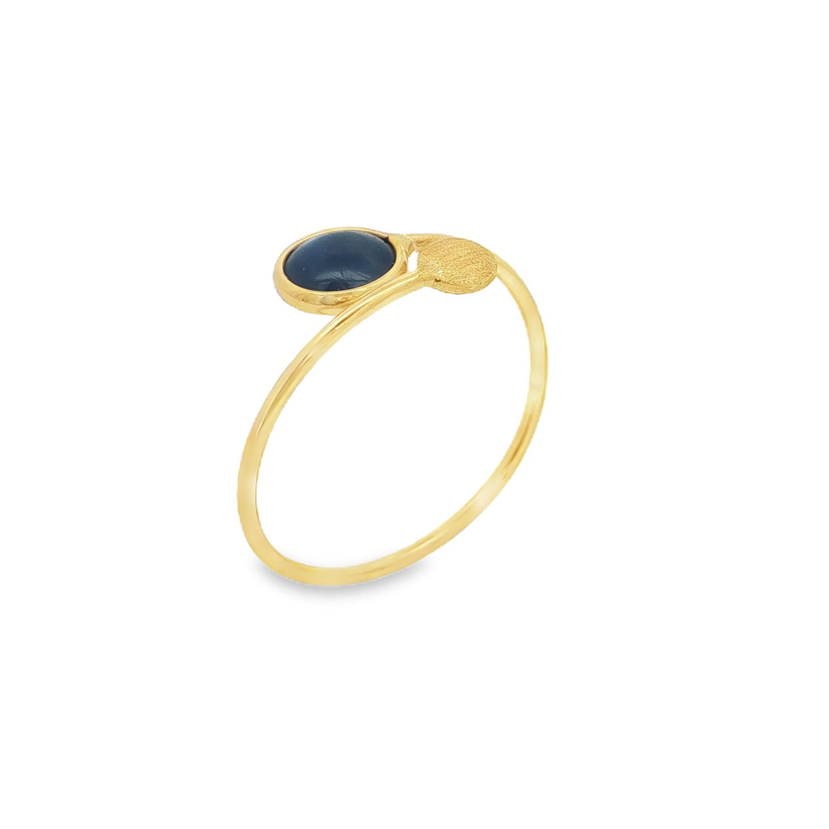 Jai's 18K Yellow Gold Dark Blue Gemstone & Satin Ring