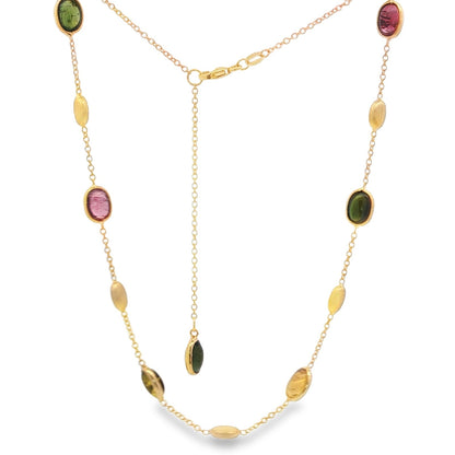 Jai's 18K Yellow Gold Tourmaline & Satin Bead Necklace