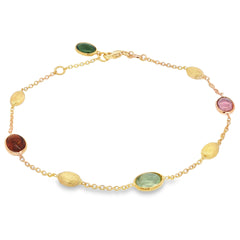 Jai's 18K Yellow Gold Tourmaline & Satin Bead Bracelet