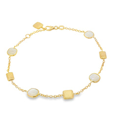 Jai's 18K Yellow Gold Moonstone & Satin Square Bead Bracelet