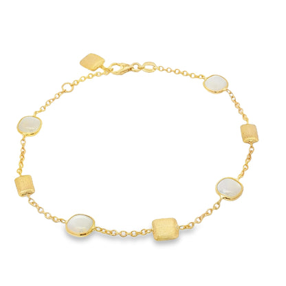 Jai's 18K Yellow Gold Moonstone & Satin Square Bead Bracelet