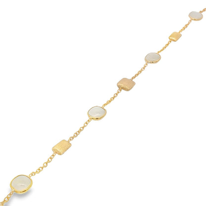 Jai's 18K Yellow Gold Moonstone & Satin Square Bead Bracelet