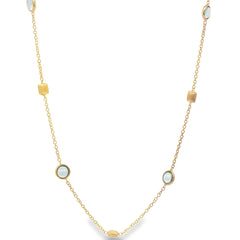 Jai's 18K Yellow Gold Blue Topaz & Satin Square Bead Necklace