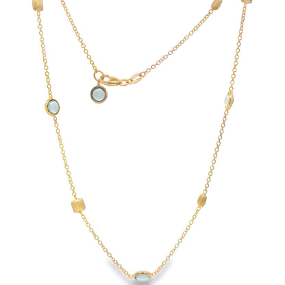 Jai's 18K Yellow Gold Blue Topaz & Satin Square Bead Necklace