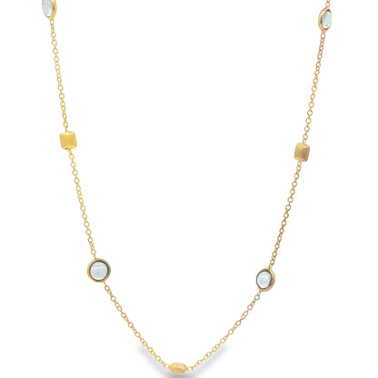 Jai's 18K Yellow Gold Blue Topaz & Satin Square Bead Necklace