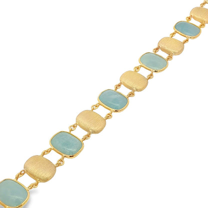 Jai's 18K Yellow Gold Aquamarine & Satin Link Bracelet
