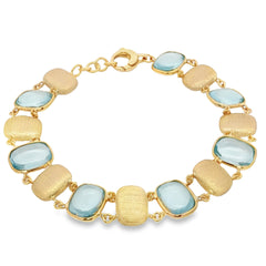 Jai's 18K Yellow Gold Blue Topaz & Satin Link Bracelet