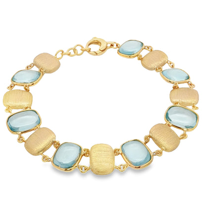 Jai's 18K Yellow Gold Blue Topaz & Satin Link Bracelet