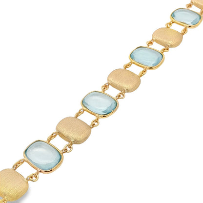 Jai's 18K Yellow Gold Blue Topaz & Satin Link Bracelet