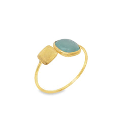 Jai's 18K Yellow Gold Aquamarine & Satin Square Ring