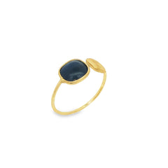 Jai's 18K Yellow Gold Dark Blue Gemstone & Satin Square Ring