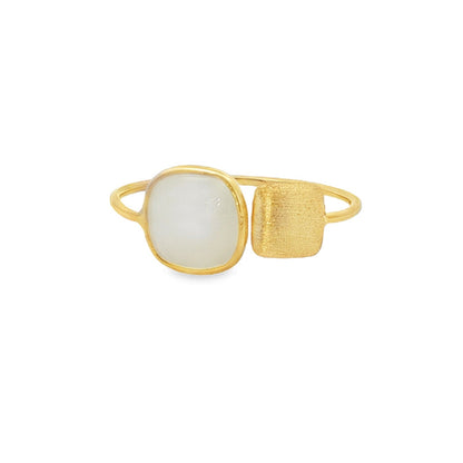 Jai's 18K Yellow Gold Moonstone & Satin Square Ring