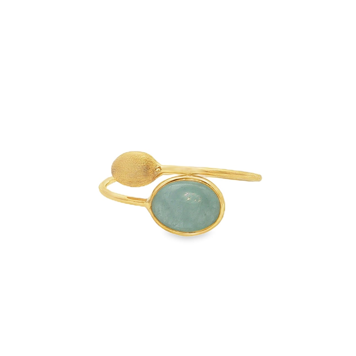 Jai's 18K Yellow Gold Aquamarine & Satin Oval Ring