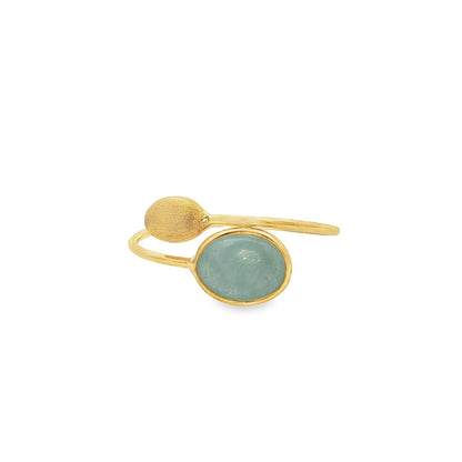 Jai's 18K Yellow Gold Aquamarine & Satin Oval Ring