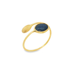 Jai's 18K Yellow Gold Dark Blue Gemstone & Satin Oval Ring