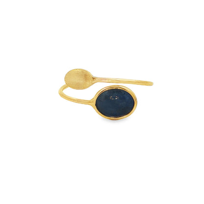Jai's 18K Yellow Gold Dark Blue Gemstone & Satin Oval Ring