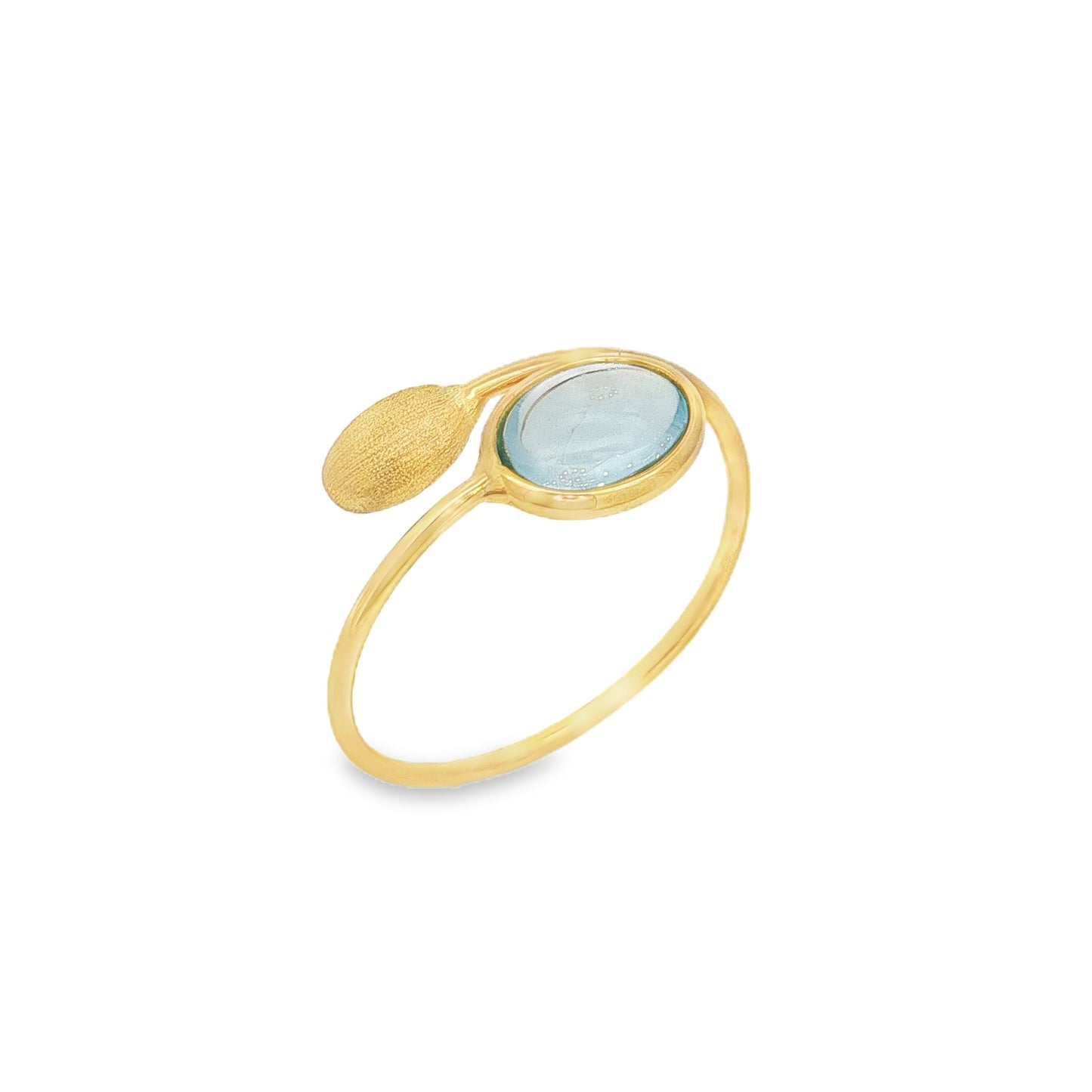 Jai's 18K Yellow Gold Blue Topaz & Satin Oval Ring