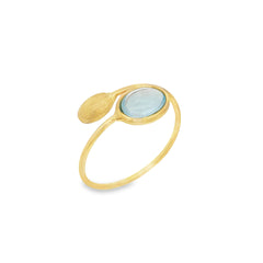 Jai's 18K Yellow Gold Blue Topaz & Satin Oval Ring